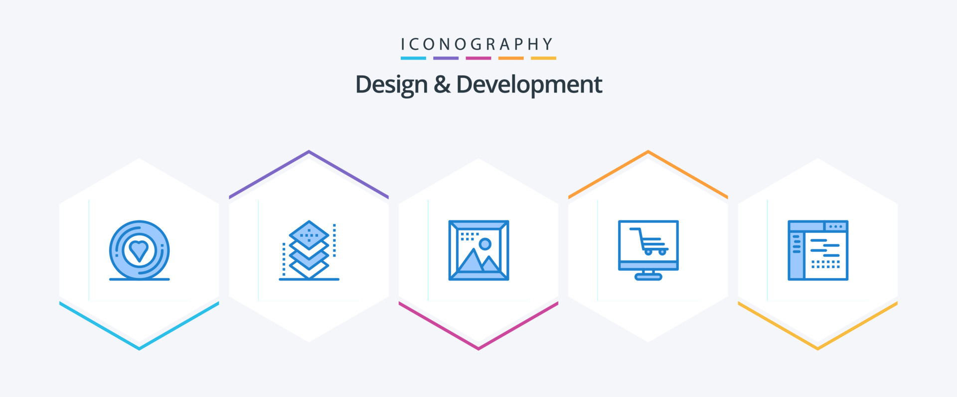 Design and Development 25 Blue icon pack including startup. product ...