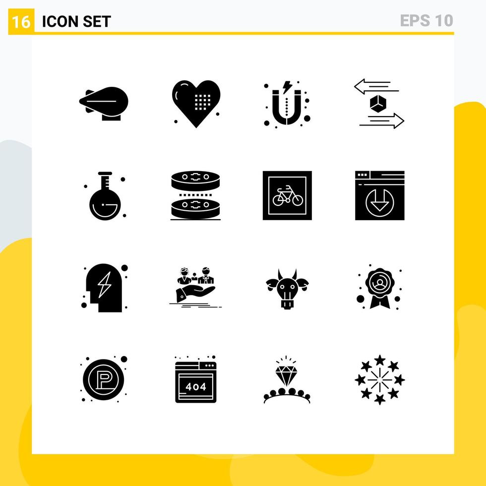 Pictogram Set of 16 Simple Solid Glyphs of back to school school magnet shipping logistic Editable Vector Design Elements