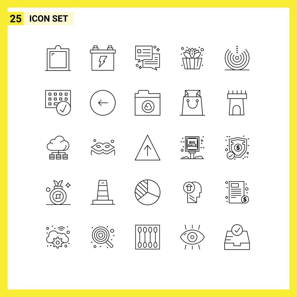 Pictogram Set of 25 Simple Lines of signal devices chat air sauna Editable Vector Design Elements