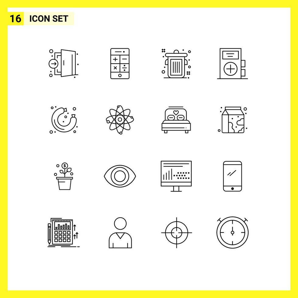 Set of 16 Commercial Outlines pack for food health technology form disease Editable Vector Design Elements