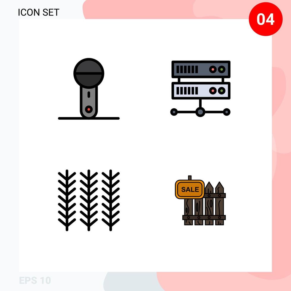 4 Creative Icons Modern Signs and Symbols of devices food products database server wheat Editable Vector Design Elements