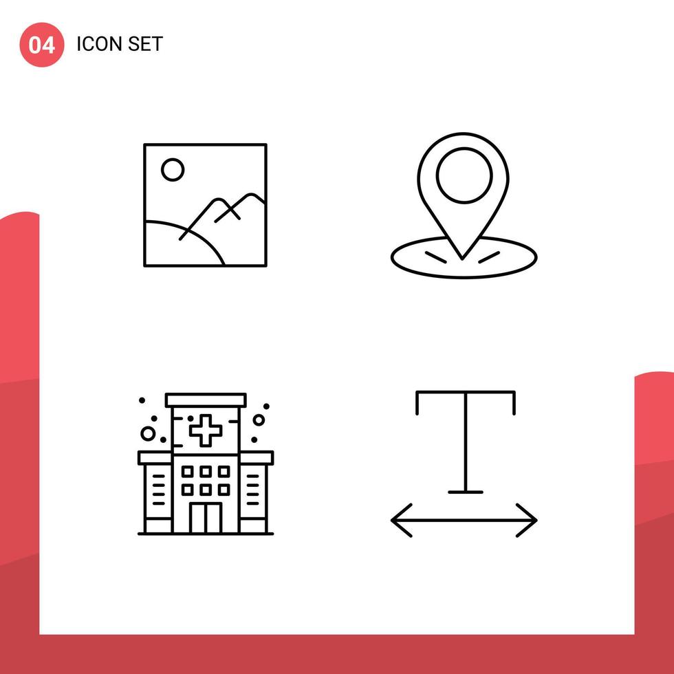 4 Line concept for Websites Mobile and Apps image medical sun pin font Editable Vector Design Elements