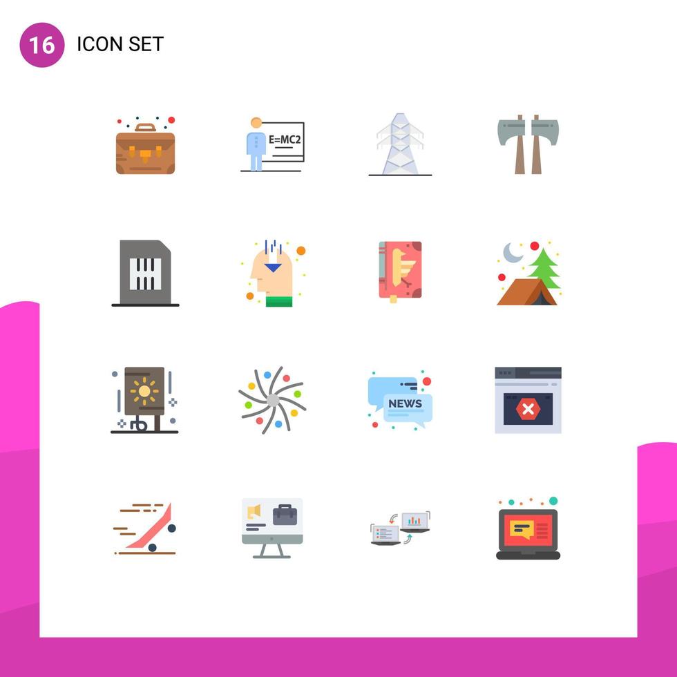 grupo de 16 signos y símbolos de colores planos para tarjeta de energía de teléfono celular móvil paquete editable de elementos de diseño de vectores creativos de canadá