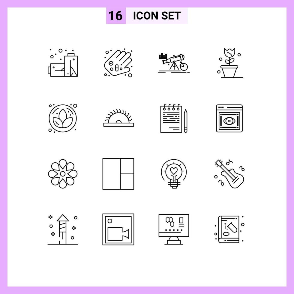 16 Thematic Vector Outlines and Editable Symbols of flower spring finance nature flower Editable Vector Design Elements