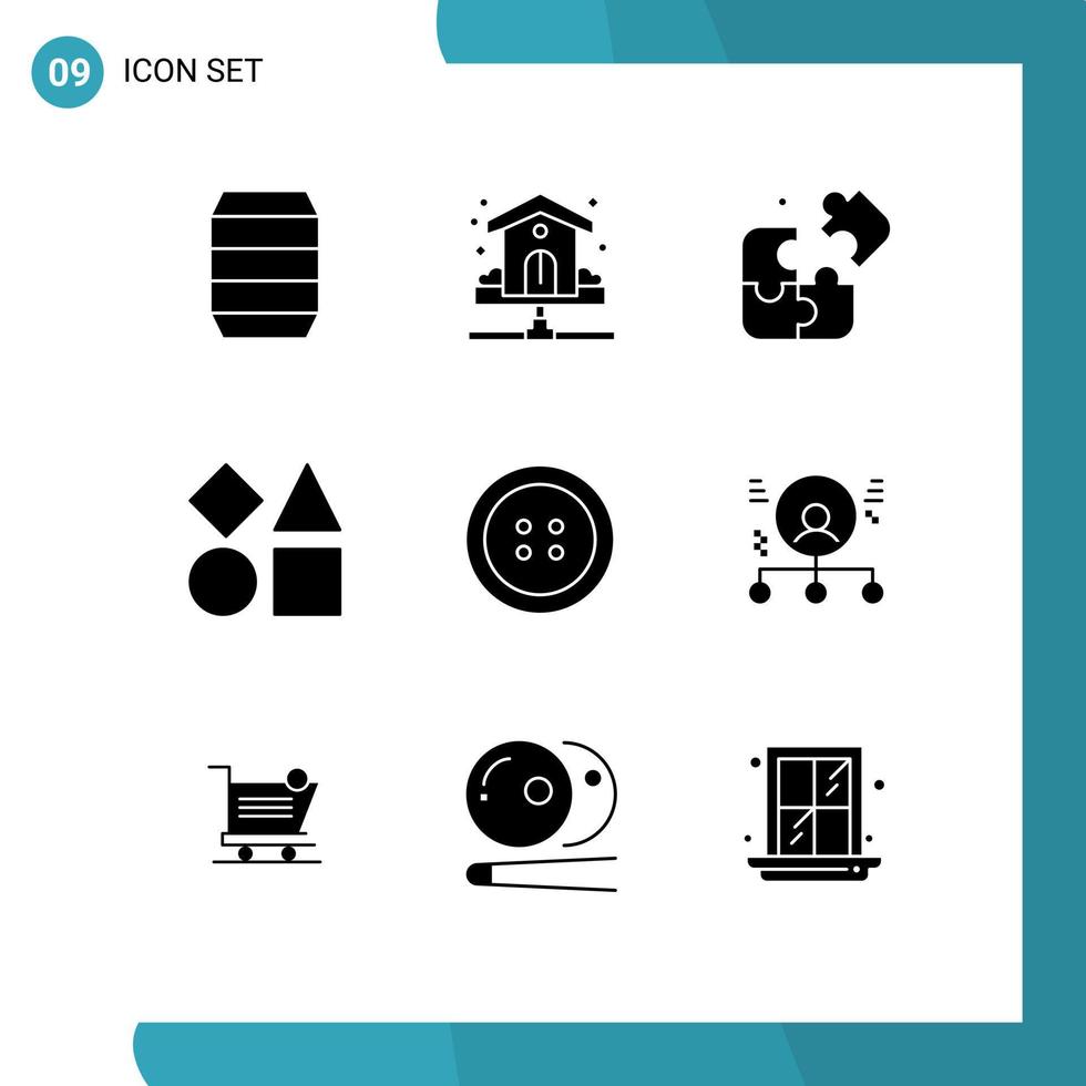 Set of 9 Modern UI Icons Symbols Signs for clothing toy water shapes bricks Editable Vector Design Elements