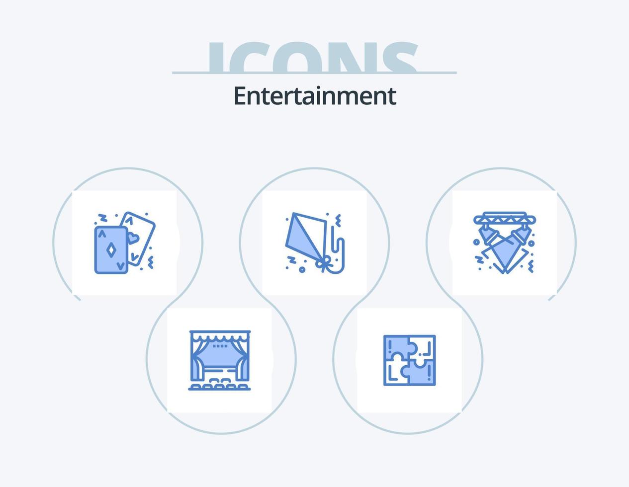 diseño de iconos del paquete de iconos azules de entretenimiento 5. volar. cometa. deporte. tarjeta. póker vector
