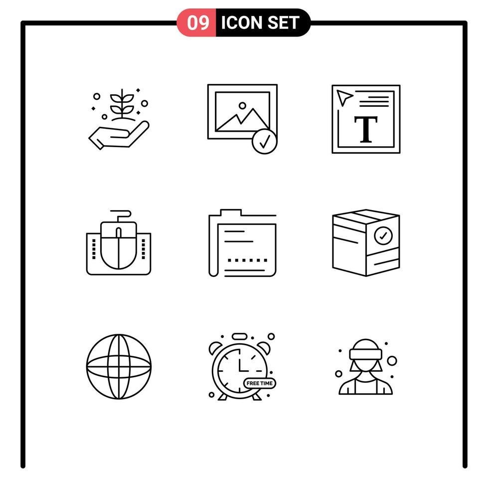 conjunto de 9 paquetes de esquemas comerciales para contenido computadora color relleno en texto interfaz de mouse mouse elementos de diseño vectorial editables vector