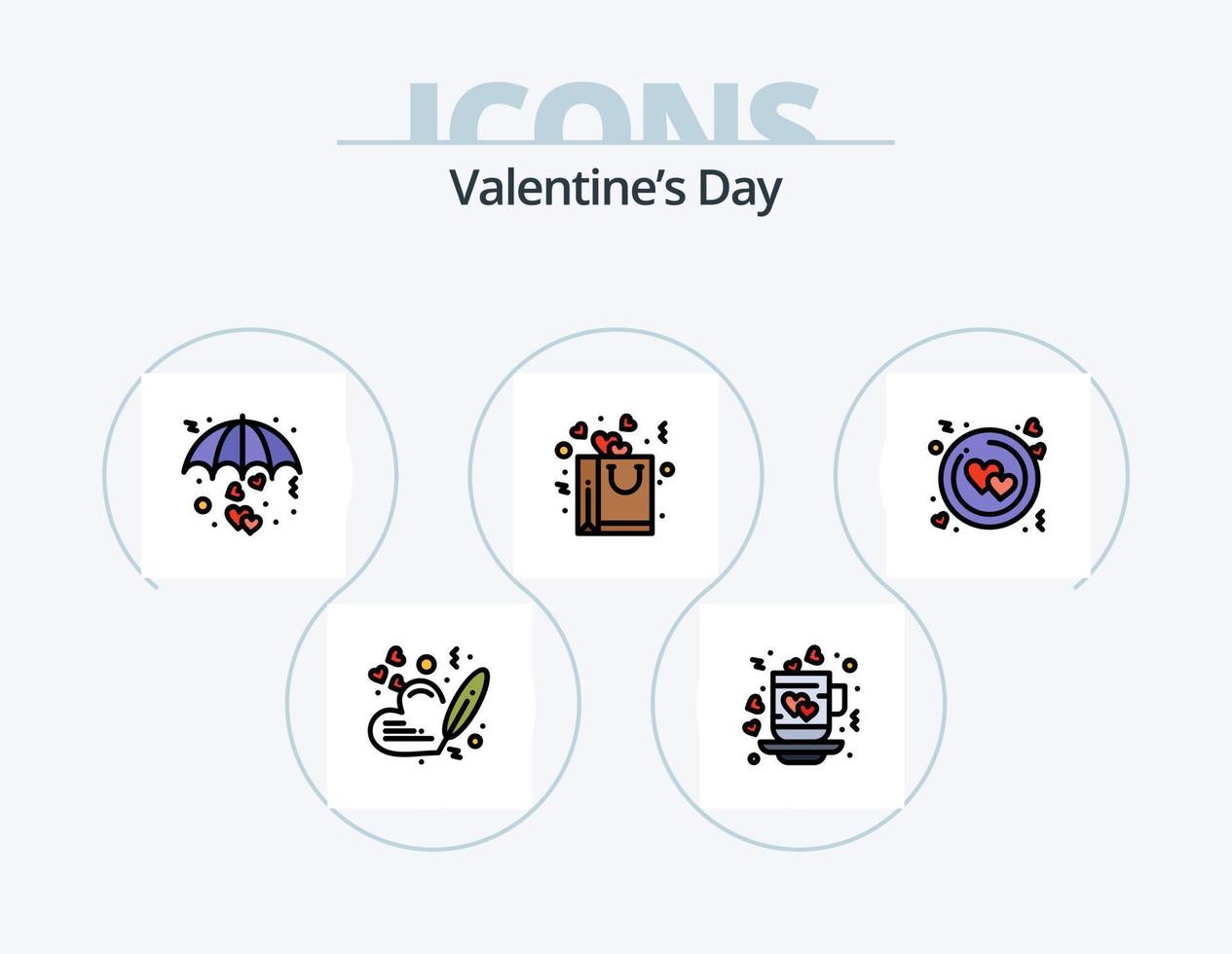 paquete de iconos llenos de línea de día de san valentín 5 diseño de iconos. entrega. amar. corazón. regalo. enamorado vector