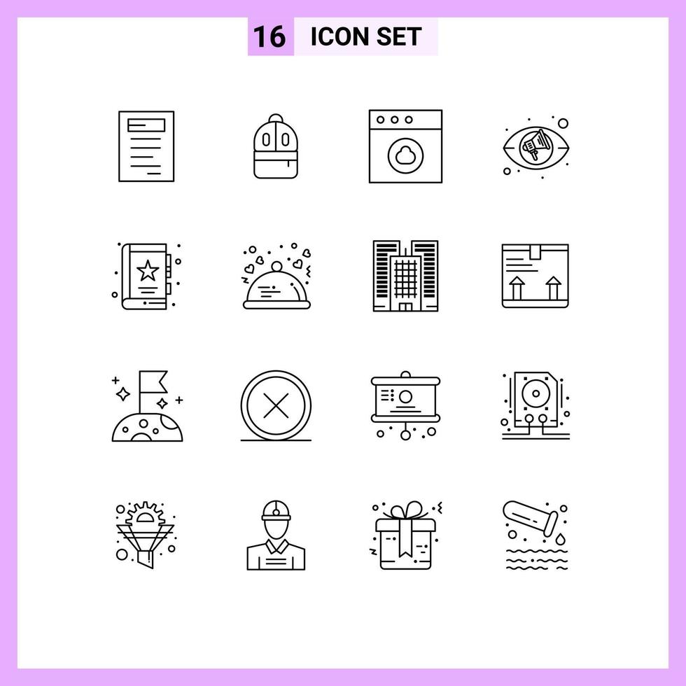 Modern Set of 16 Outlines and symbols such as seo business cloud bookmark views Editable Vector Design Elements