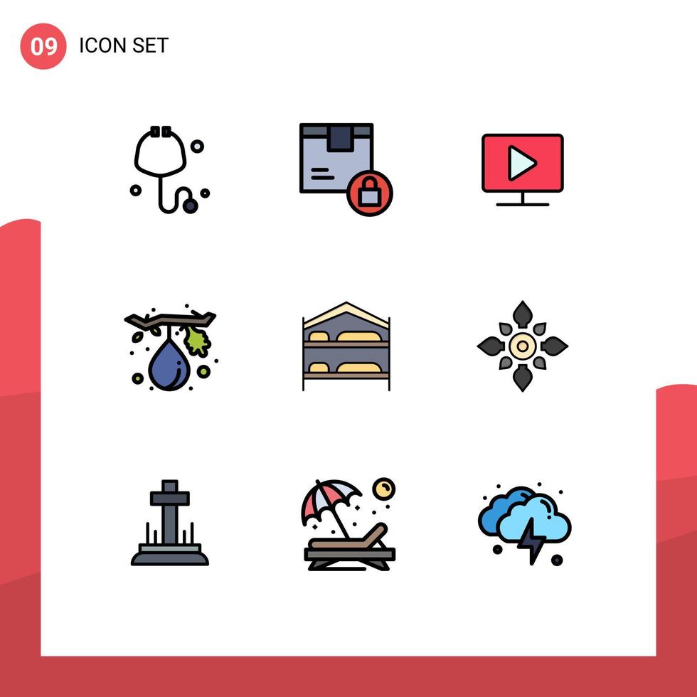 Stock Vector Icon Pack of 9 Line Signs and Symbols for bedroom healthy monitor fruit fig Editable Vector Design Elements