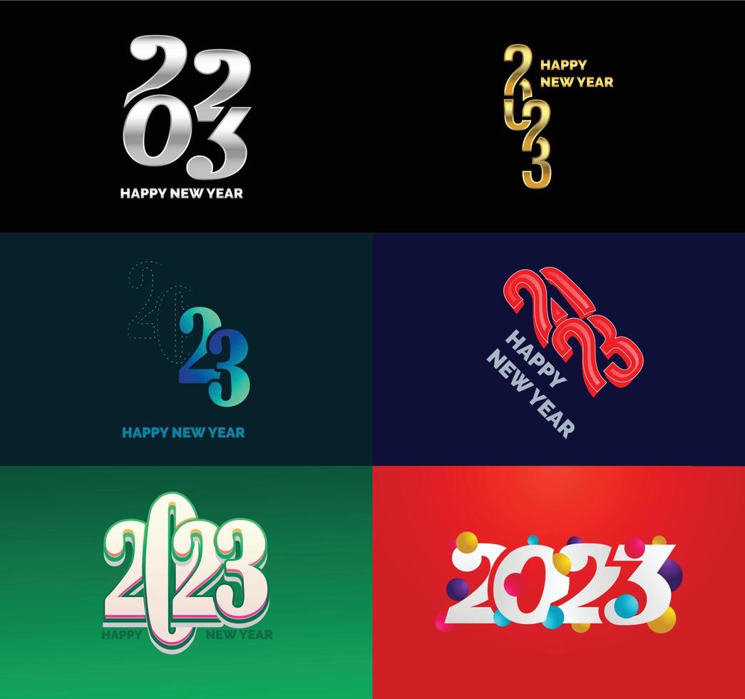 Big Collection of 2023 Happy New Year symbols Cover of business diary for 2023 with wishes vector