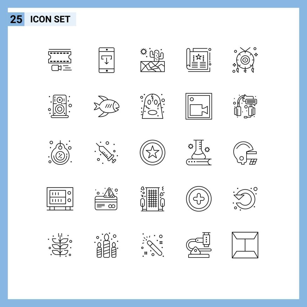 Line Pack of 25 Universal Symbols of accessories leaflet mobile application cover ads Editable Vector Design Elements