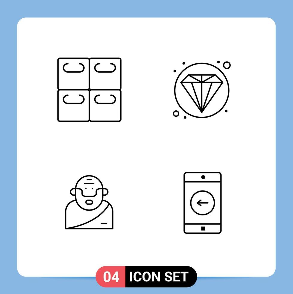 Line Pack of 4 Universal Symbols of rolls old seo god mobile Editable Vector Design Elements