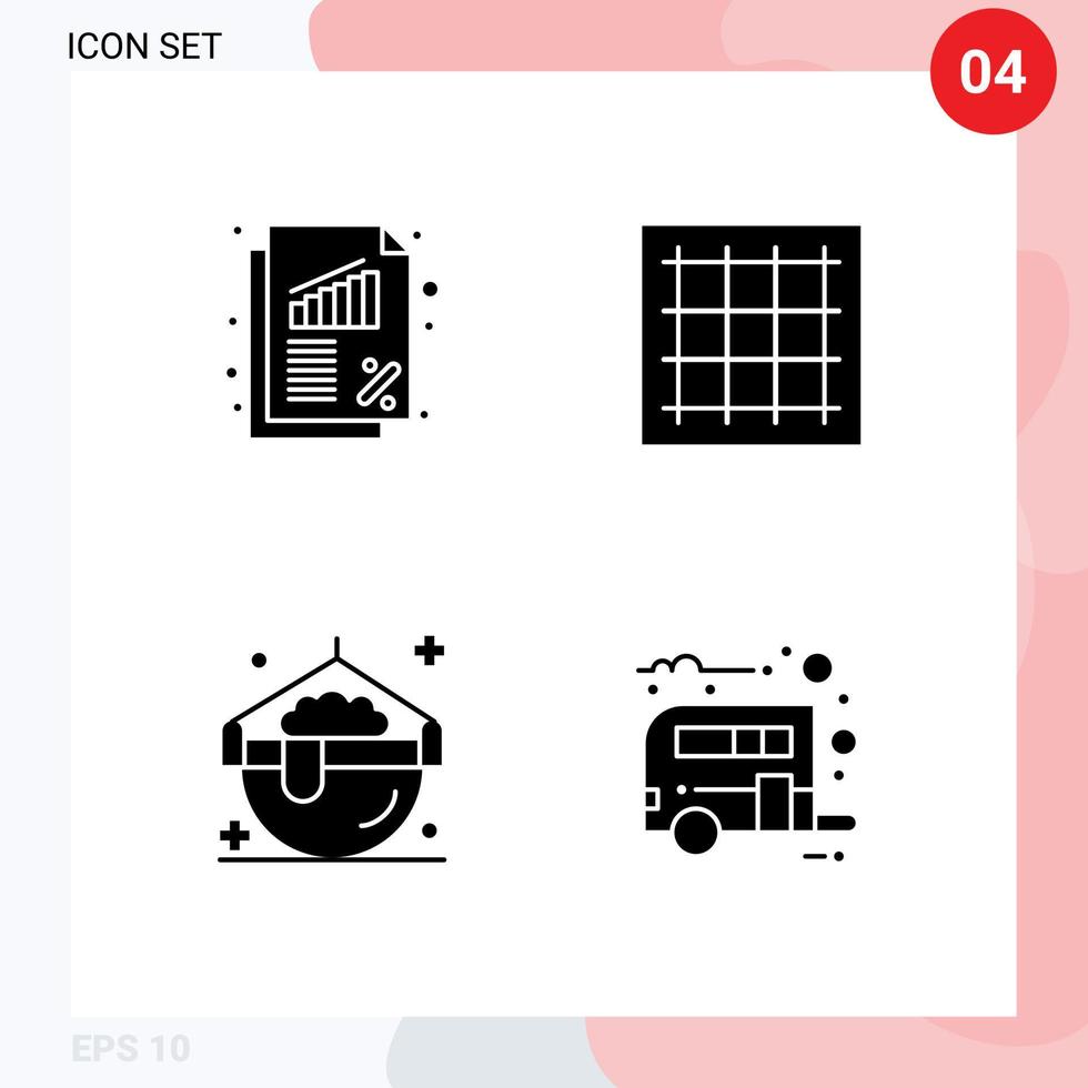 Solid Glyph Pack of 4 Universal Symbols of banking cook rate drawing magic Editable Vector Design Elements