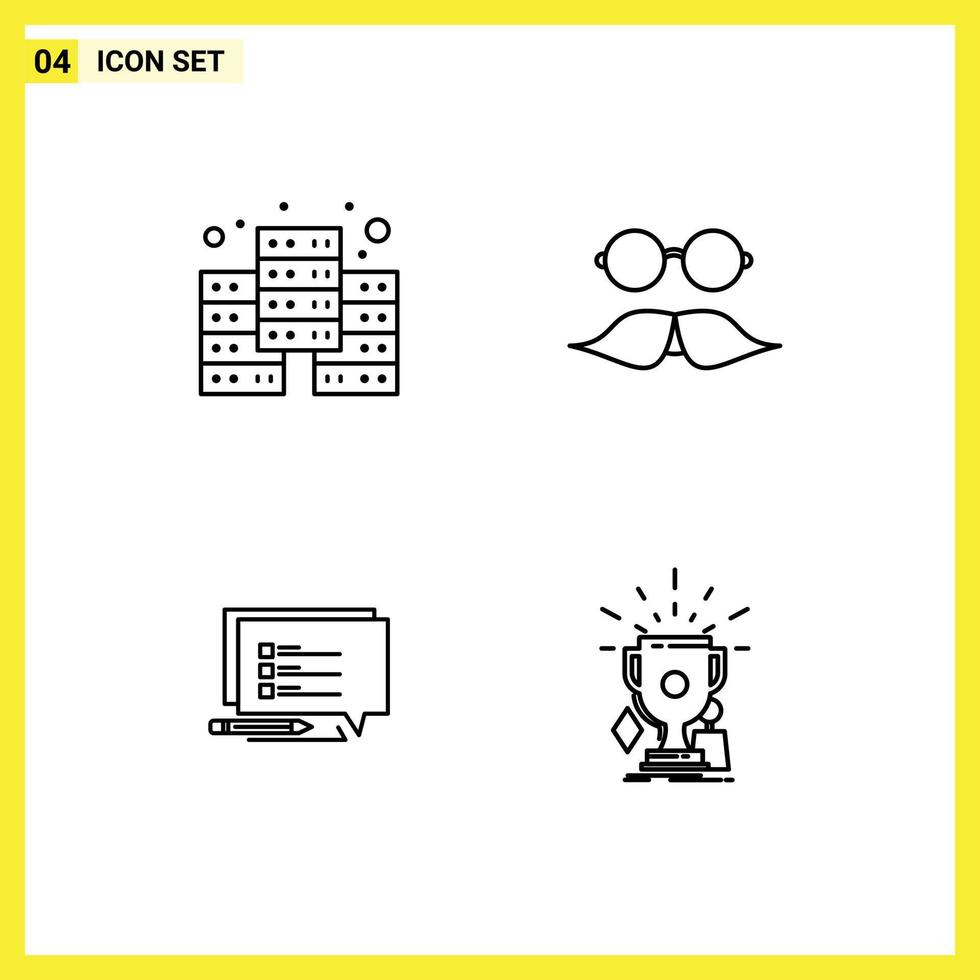 4 iconos creativos signos y símbolos modernos de gafas de bigote de sms digitales escriben elementos de diseño vectorial editables vector