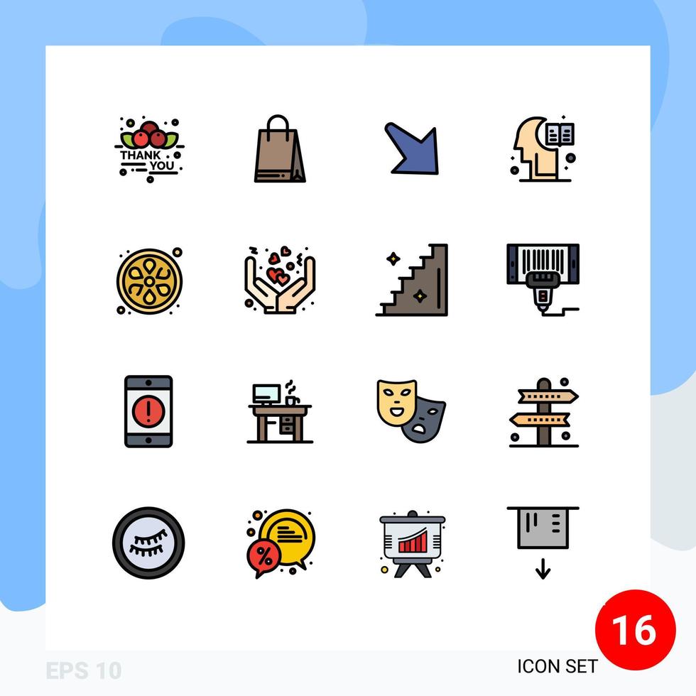 Universal Icon Symbols Group of 16 Modern Flat Color Filled Lines of care sauna down lemon hemisphere Editable Creative Vector Design Elements
