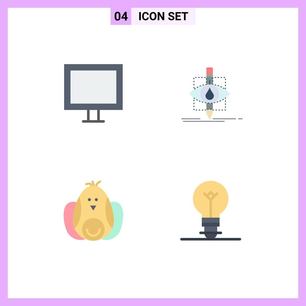 4 Flat Icon concept for Websites Mobile and Apps appliances chicken tv pollution robbit Editable Vector Design Elements