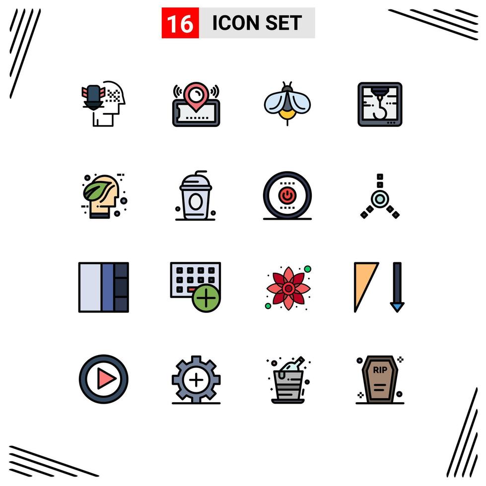 paquete de iconos de vectores de stock de 16 signos y símbolos de línea para elementos de diseño de vectores creativos editables de errores de cine ecológico ambiental