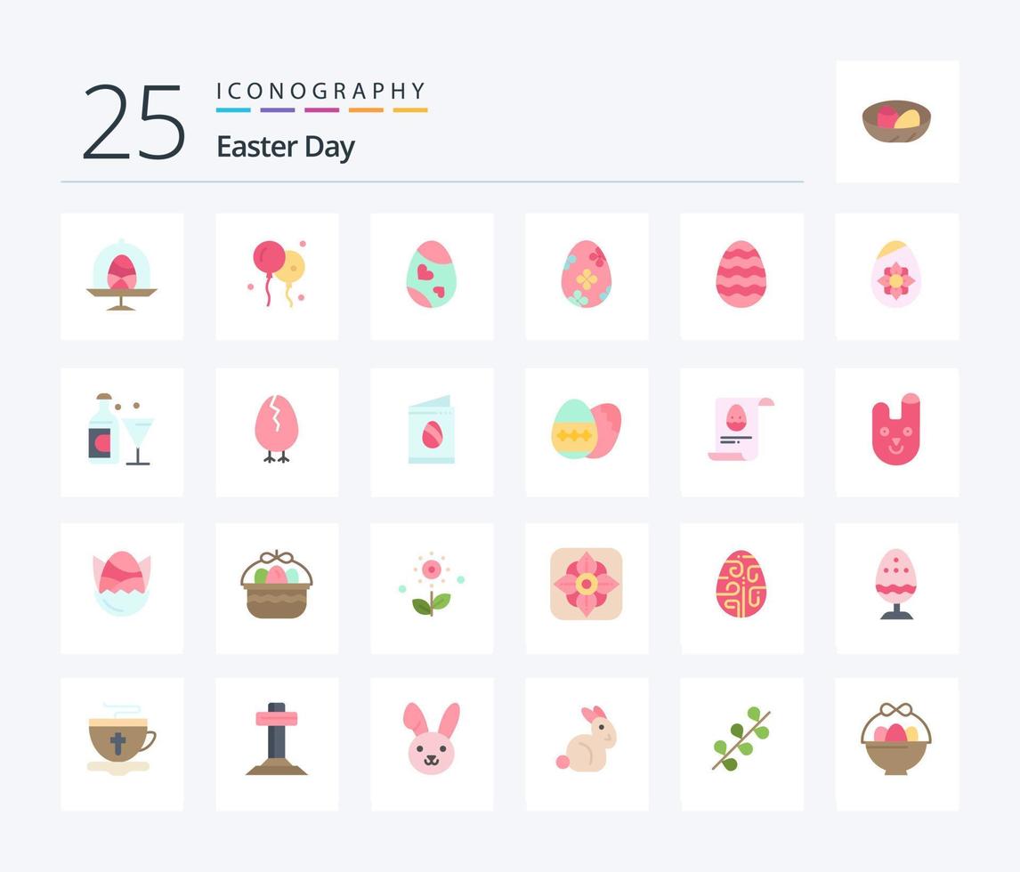paquete de iconos de color plano de pascua 25 que incluye vidrio. huevo. decoración. el huevo de Pascua. decoración vector