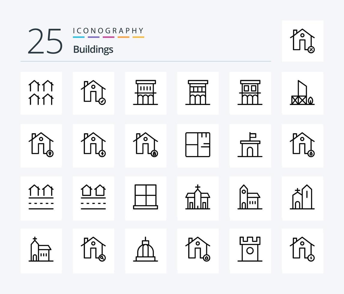 Buildings 25 Line icon pack including lifeguard. baywatch. estate. residence. house vector