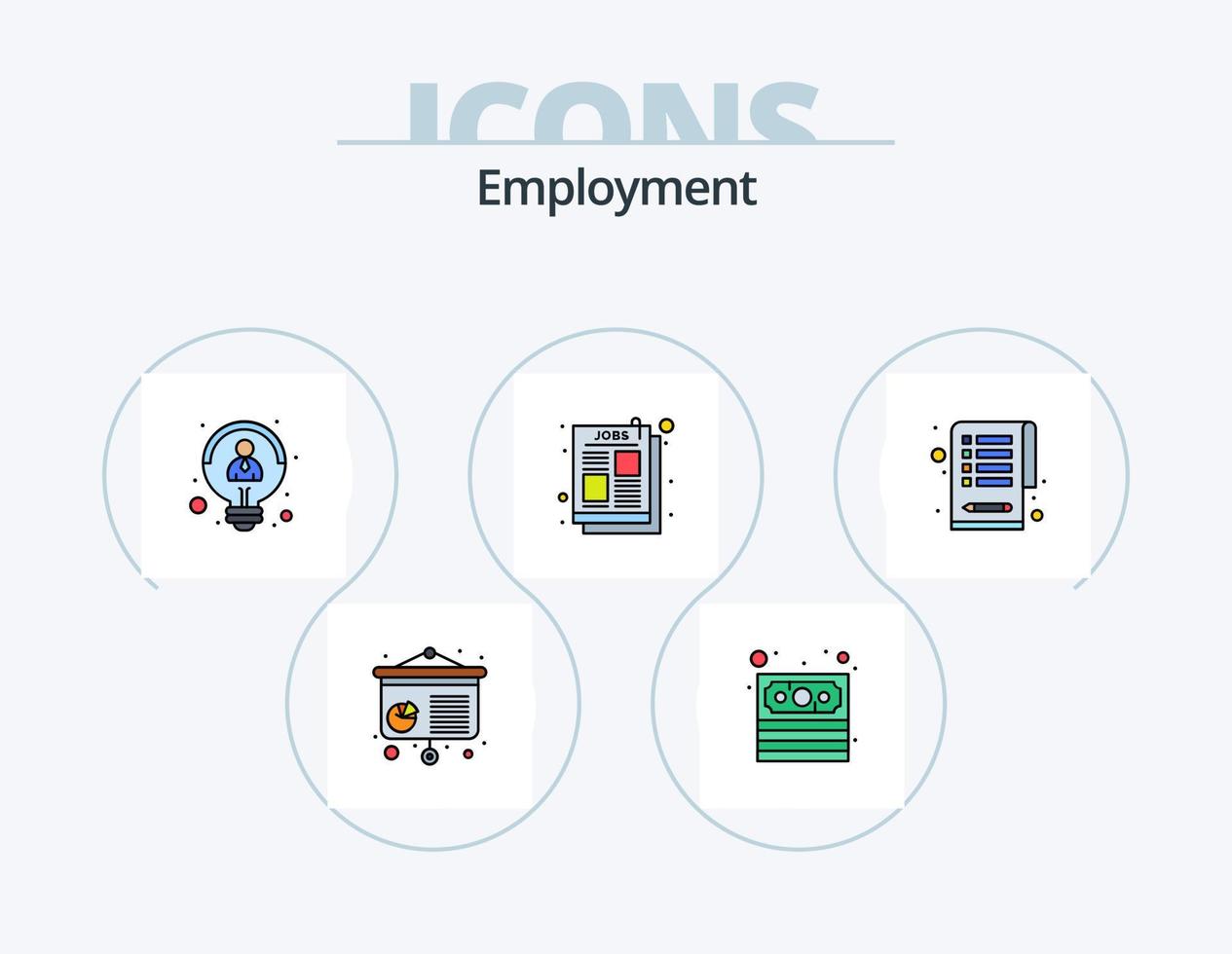 Employment Line Filled Icon Pack 5 Icon Design. personal skills. resources. deadline. location. hr vector