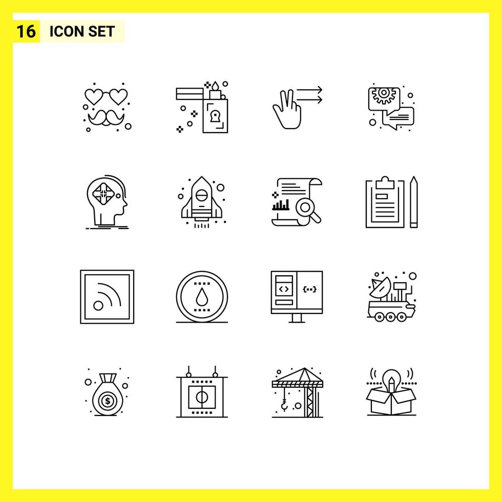 Set of 16 Modern UI Icons Symbols Signs for human cyber gesture advanced consulting Editable Vector Design Elements