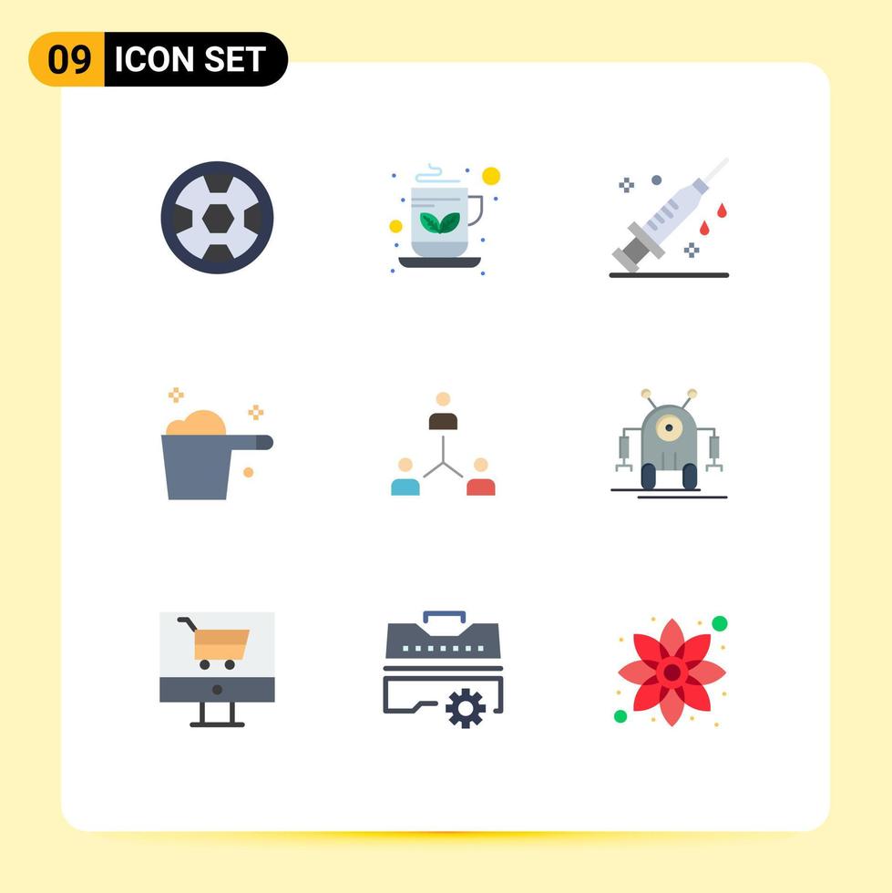 9 Universal Flat Colors Set for Web and Mobile Applications company housekeeping healthcare gauge cleaning Editable Vector Design Elements
