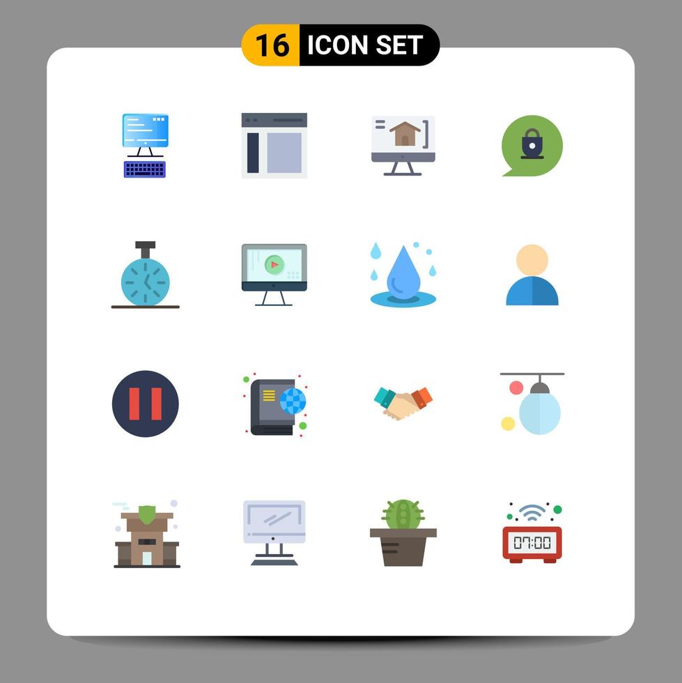 16 colores planos vectoriales temáticos y símbolos editables del usuario del cronómetro bloqueado chat editable paquete de elementos creativos de diseño vectorial vector