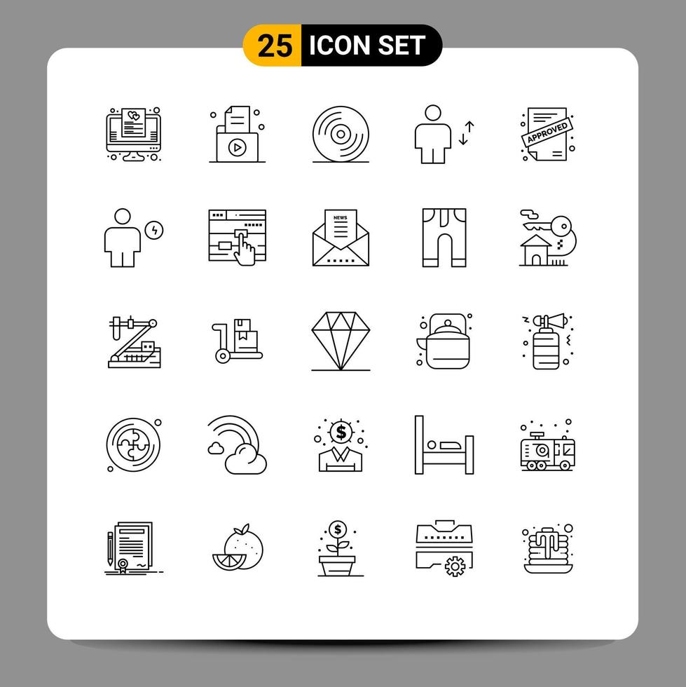 25 Universal Line Signs Symbols of application human record elevator avatar Editable Vector Design Elements