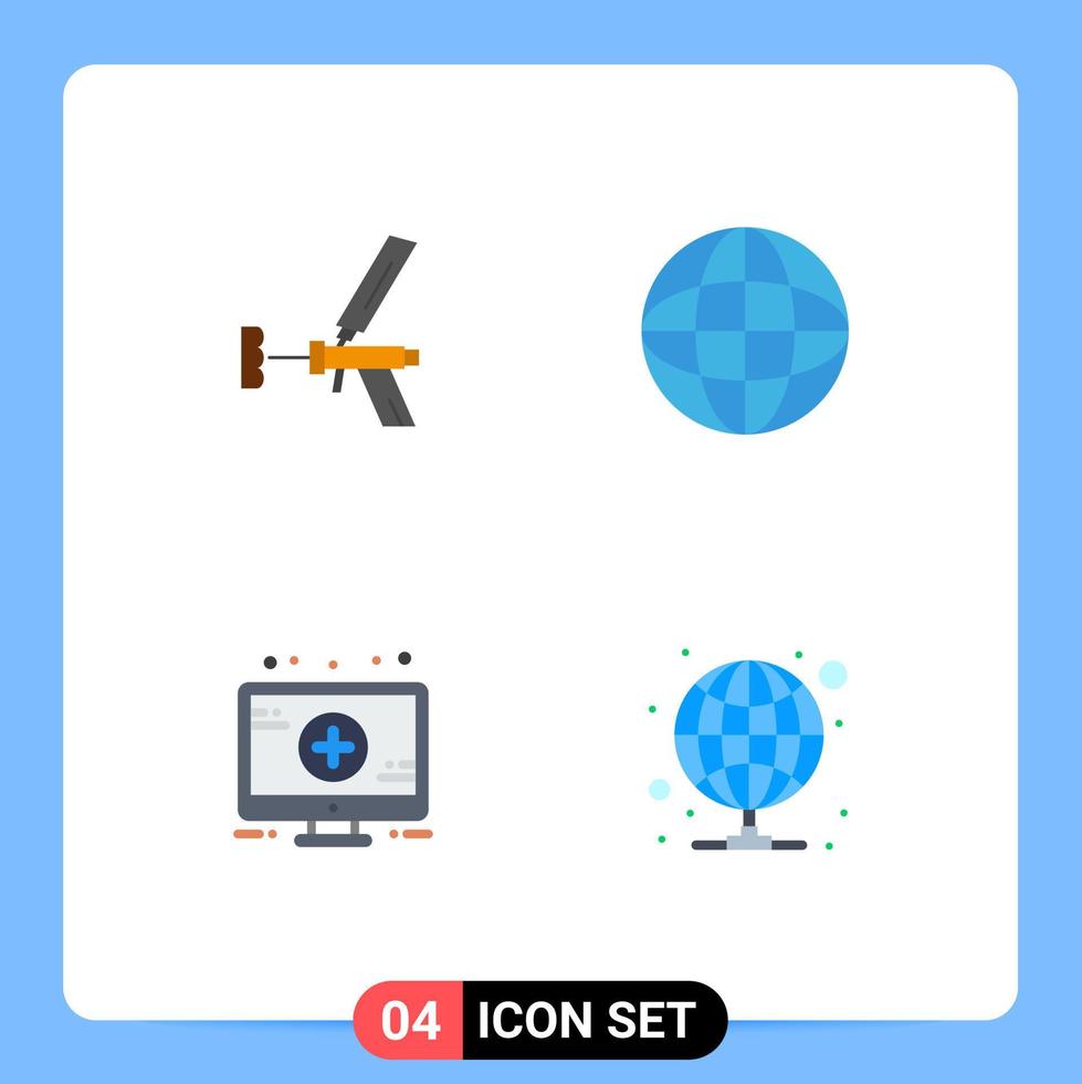 Modern Set of 4 Flat Icons and symbols such as foamgun search foam gun monitor Editable Vector Design Elements
