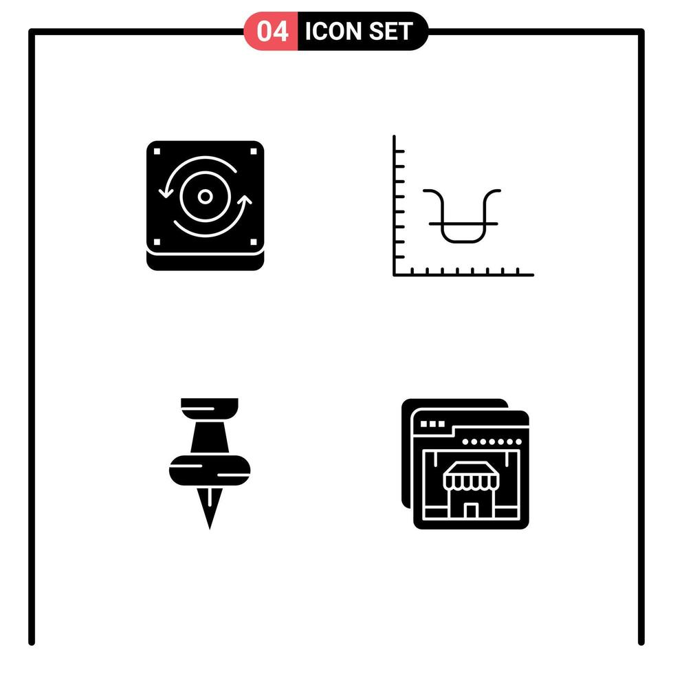 Group of Modern Solid Glyphs Set for computing marker business marketing online Editable Vector Design Elements