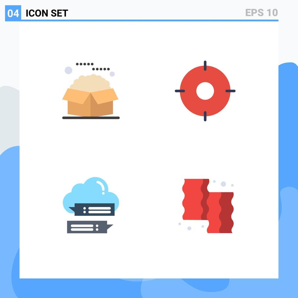 Universal Icon Symbols Group of 4 Modern Flat Icons of box chat packages military online Editable Vector Design Elements