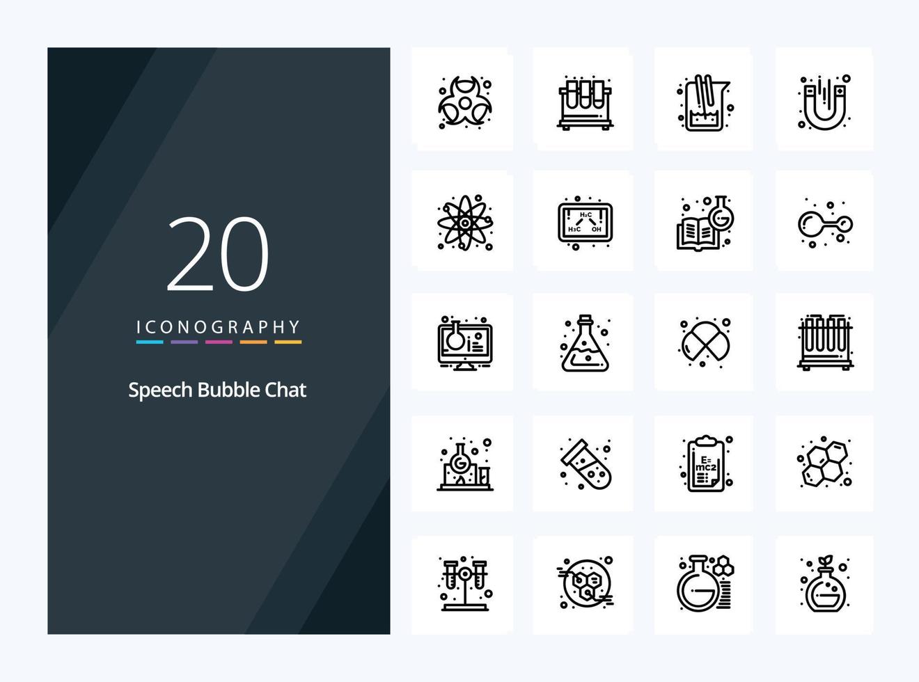 20 Chat Outline icon for presentation vector