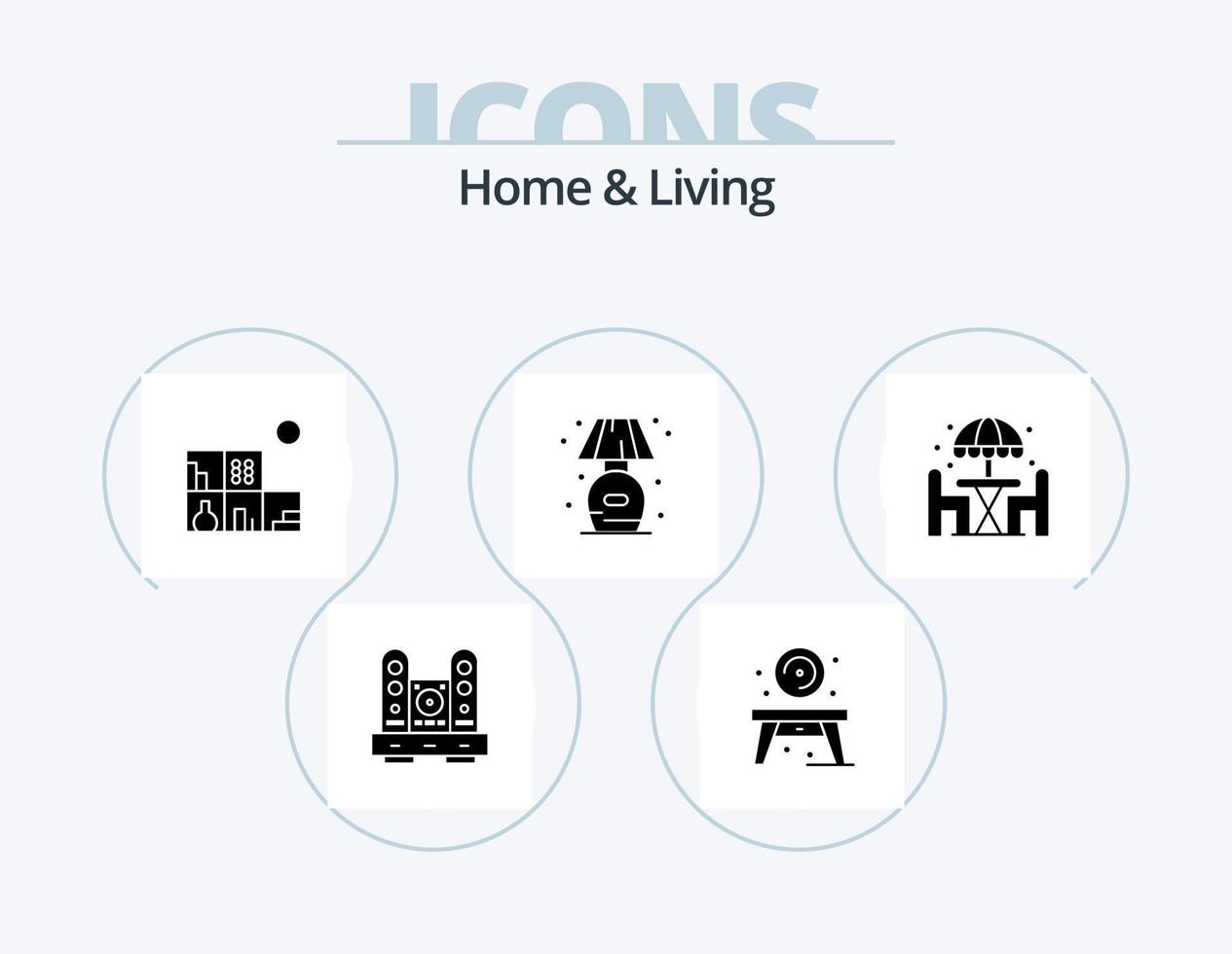 Home And Living Glyph Icon Pack 5 Icon Design. living. lump. disk. stand. home vector