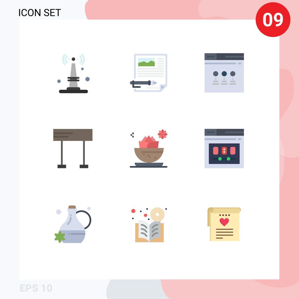 grupo de símbolos de iconos universales de 9 colores planos modernos de elementos de diseño vectorial editables del sitio web de línea de pluma de carrera central vector