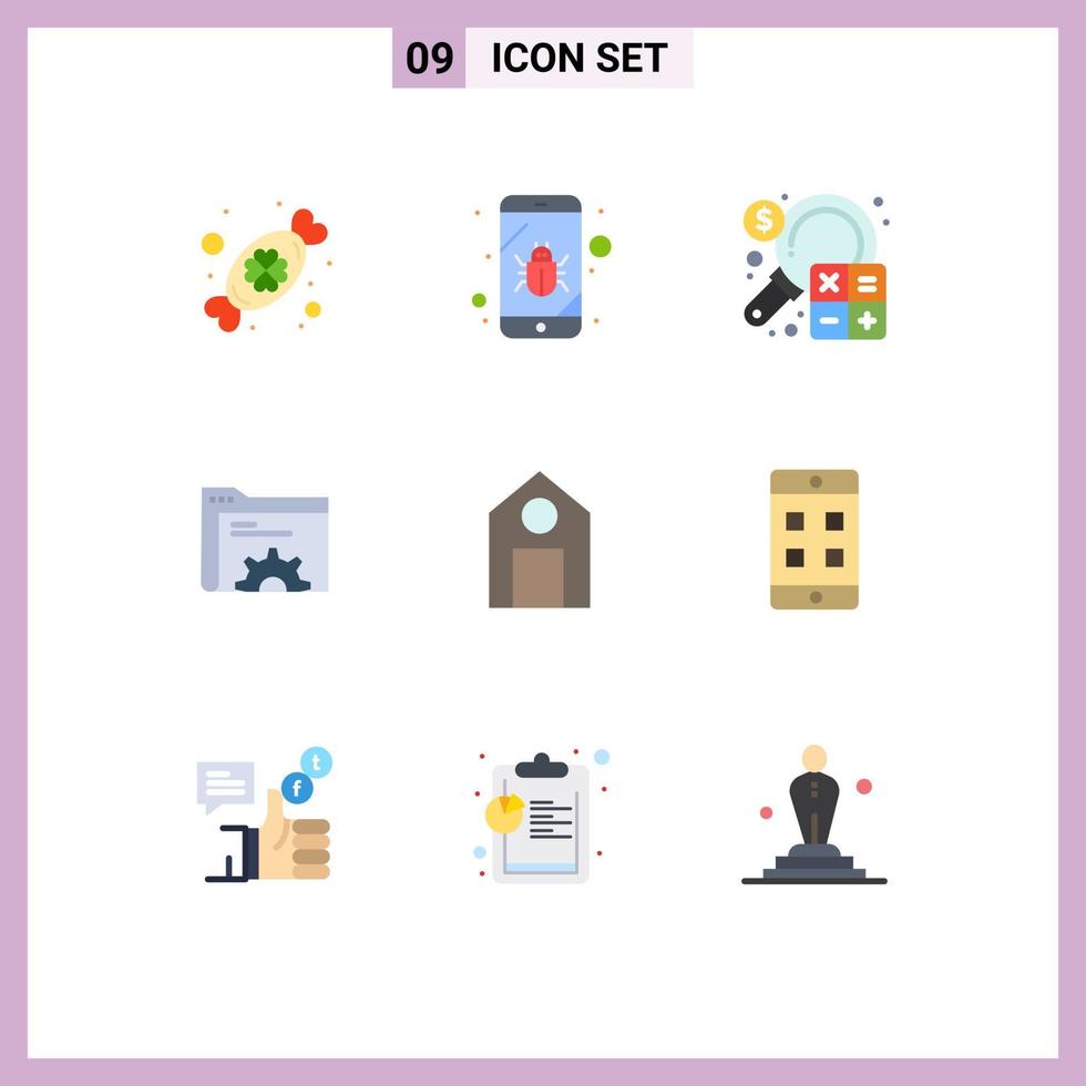 9 Thematic Vector Flat Colors and Editable Symbols of education folder accounting data marketing Editable Vector Design Elements