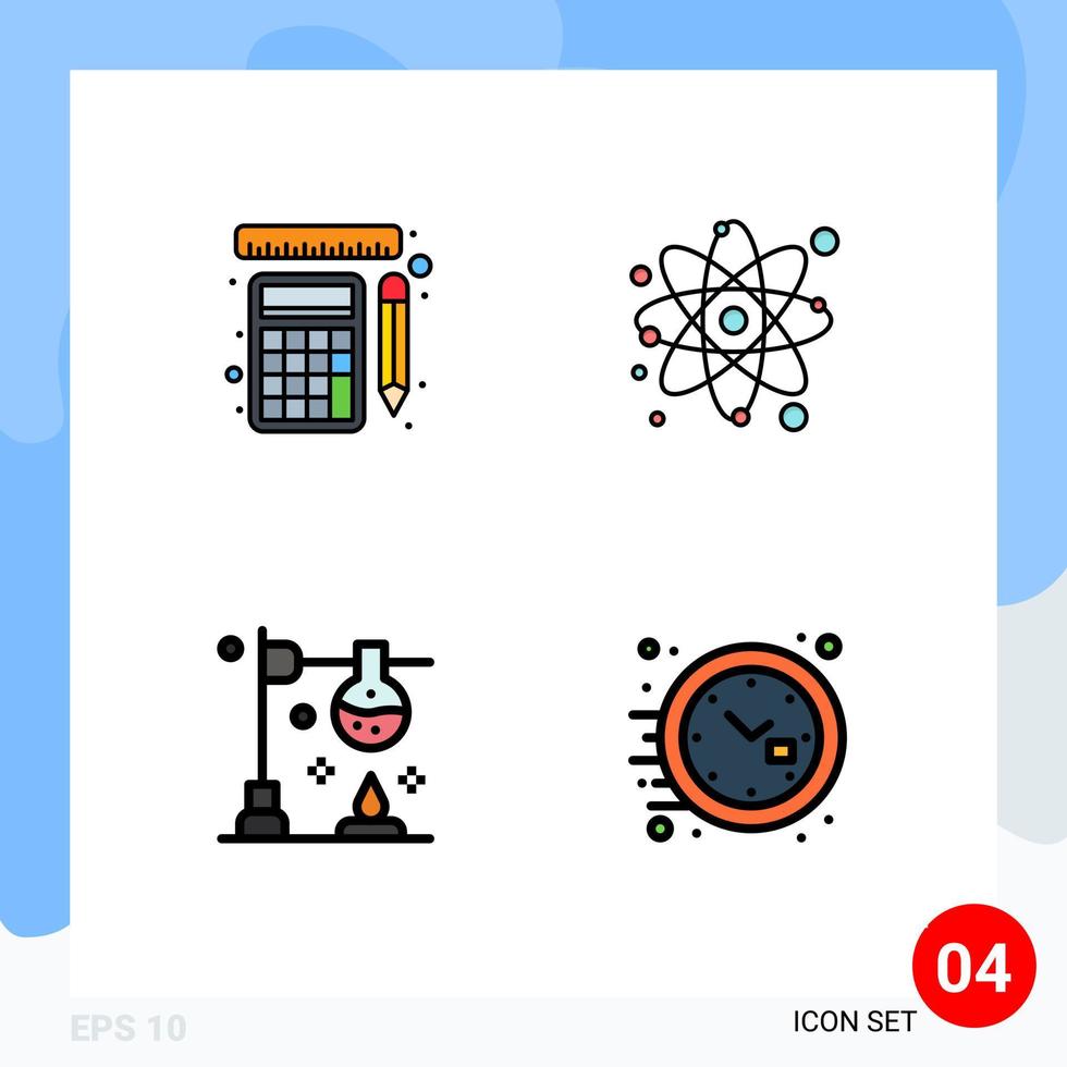 4 Filledline Flat Color concept for Websites Mobile and Apps measurement chemistry calculation molecule science Editable Vector Design Elements