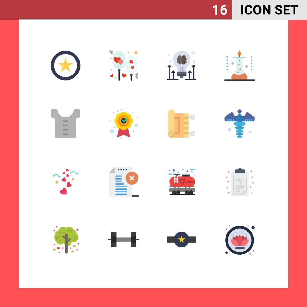 Group of 16 Modern Flat Colors Set for science lab science brain laboratory research arrow Editable Pack of Creative Vector Design Elements