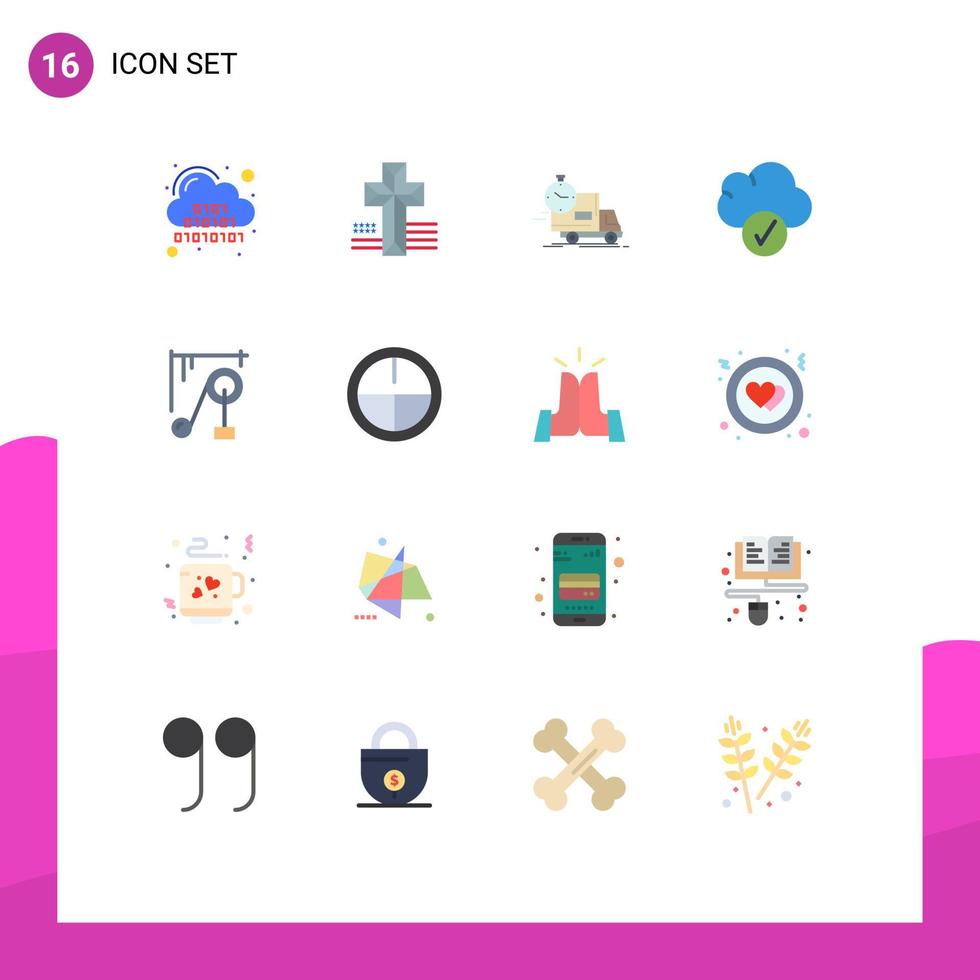 Set of 16 Modern UI Icons Symbols Signs for machine data delivery complete truck Editable Pack of Creative Vector Design Elements