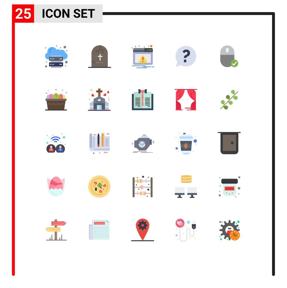 Set of 25 Vector Flat Colors on Grid for social mark horror chat notification Editable Vector Design Elements