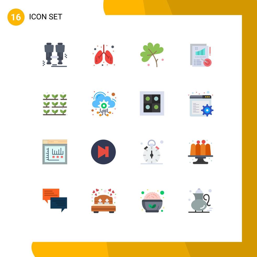 16 Flat Color concept for Websites Mobile and Apps grower design anemone report analytics Editable Pack of Creative Vector Design Elements