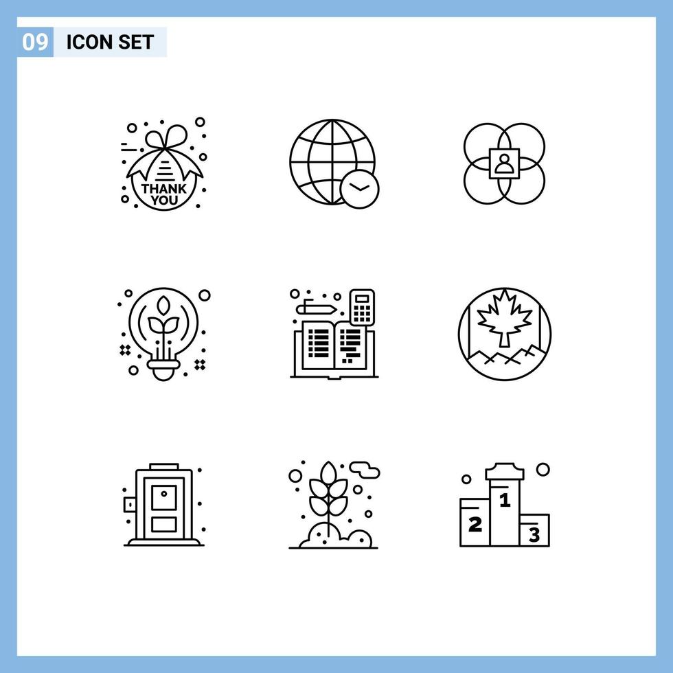 9 Thematic Vector Outlines and Editable Symbols of accounting idea character design person Editable Vector Design Elements