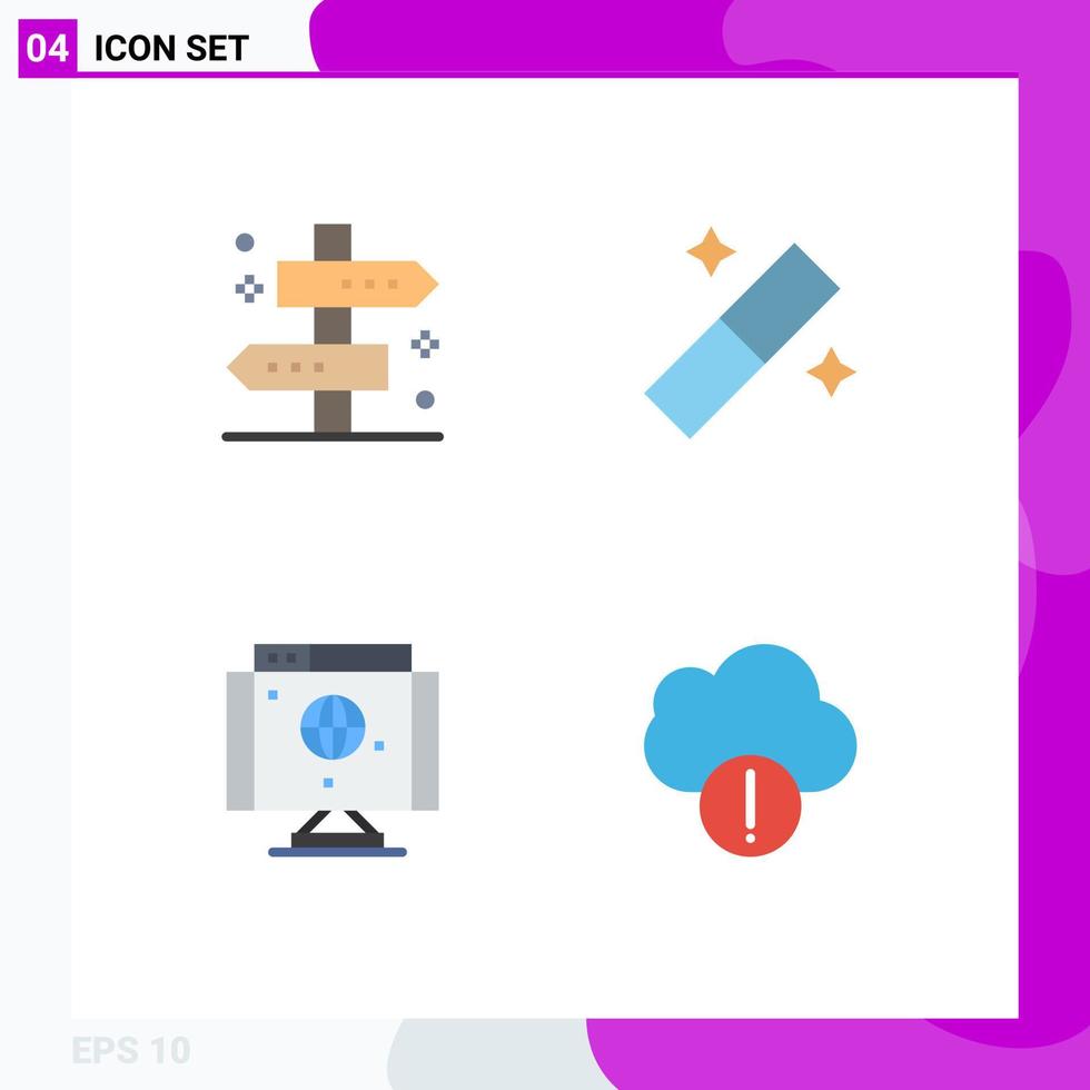 Universal Icon Symbols Group of 4 Modern Flat Icons of location internet travel graphic technology Editable Vector Design Elements