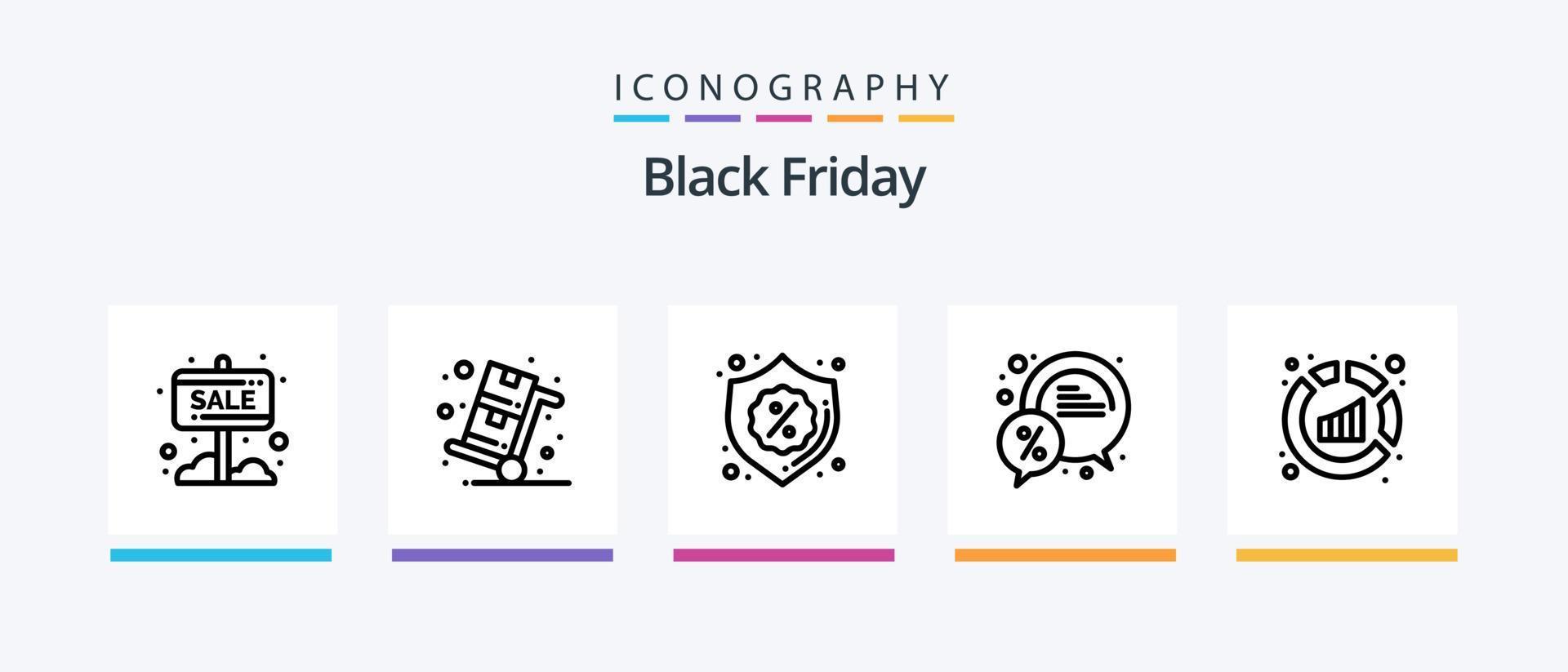 Black Friday Line 5 Icon Pack Including call. percent. agent. discount. bubble. Creative Icons Design vector
