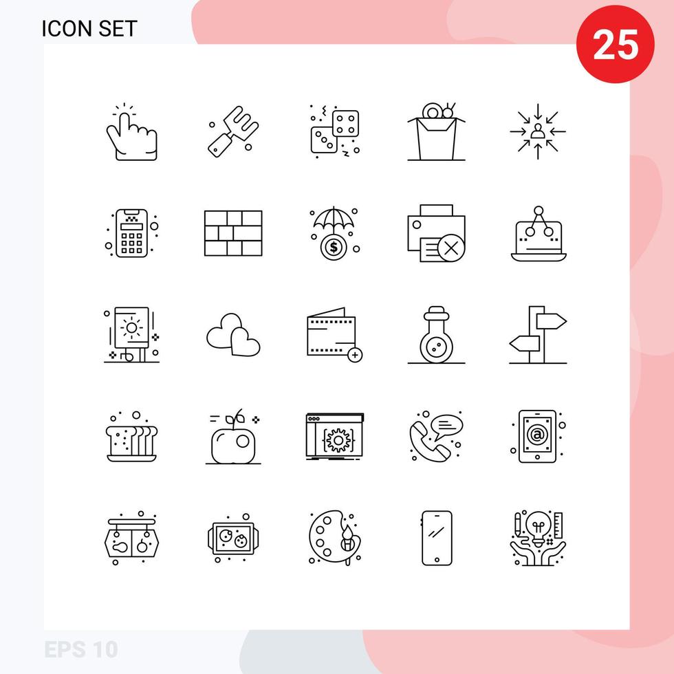 25 Creative Icons Modern Signs and Symbols of choice cup dice food play Editable Vector Design Elements