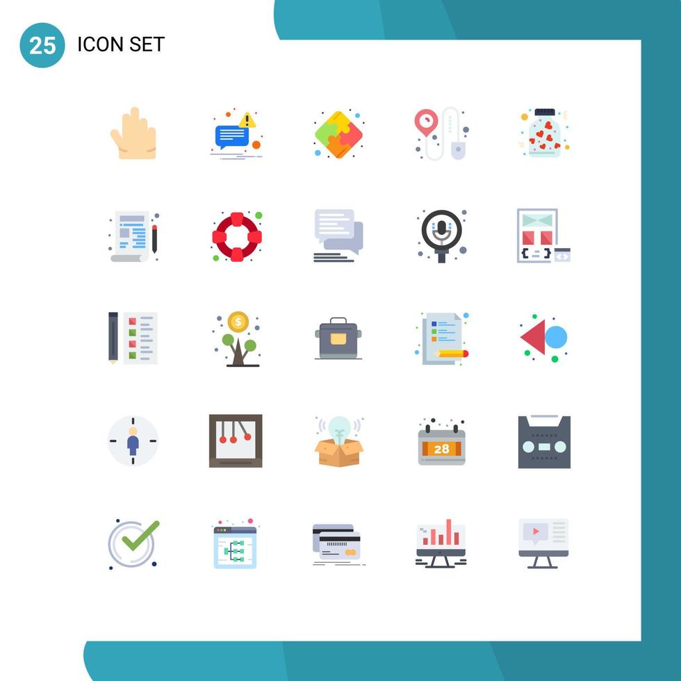 Modern Set of 25 Flat Colors Pictograph of design romance teamwork love heart Editable Vector Design Elements