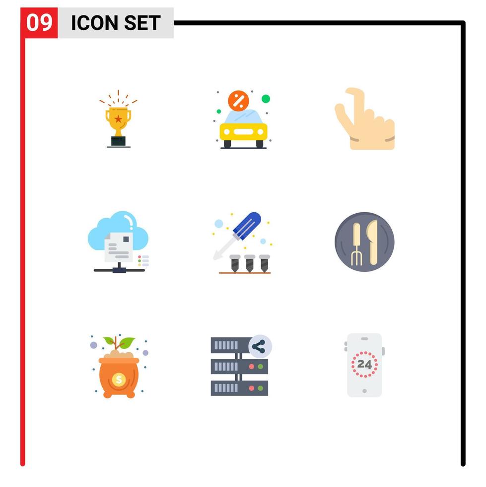 9 iconos creativos signos y símbolos modernos del controlador nube alquiler archivo en línea elementos de diseño vectorial editables vector