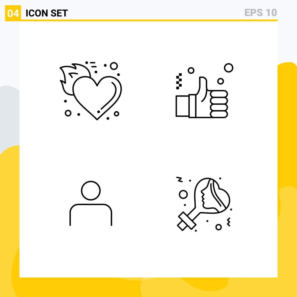 4 Creative Icons Modern Signs and Symbols of fire solution hot finger people Editable Vector Design Elements