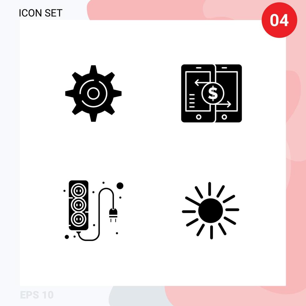 4 Creative Icons Modern Signs and Symbols of internet plug mobile peer power supply Editable Vector Design Elements