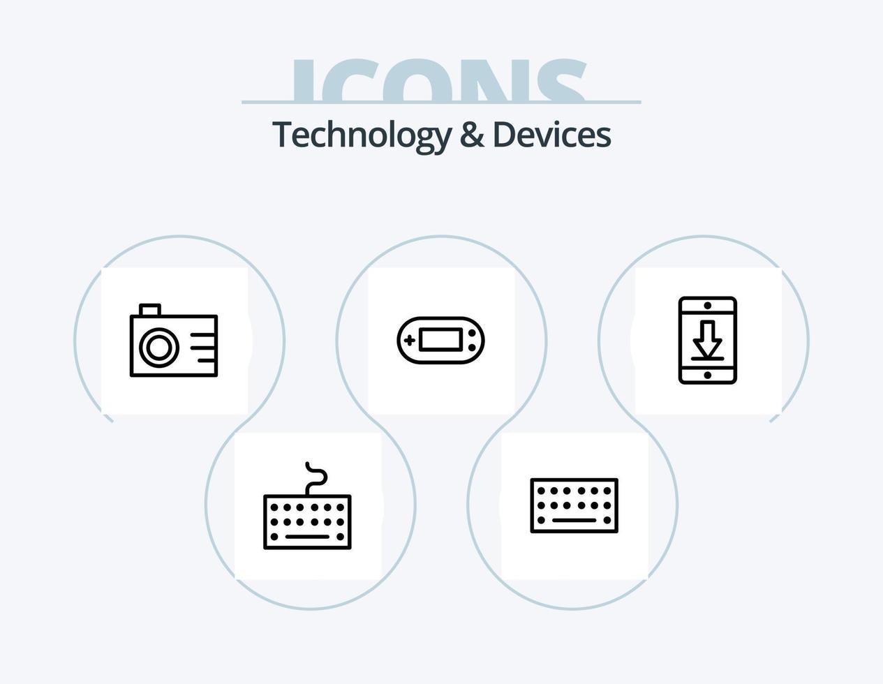 paquete de iconos de línea de dispositivos 5 diseño de iconos. dispositivo. flecha. móvil. cámara web. seguridad vector